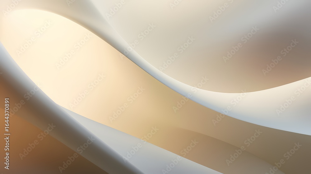Poster white and tan background with a curved line. the background is very light and the line is very curve