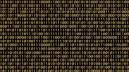 Black and gold background with a lot of numbers. The numbers are in binary code and are very close together
