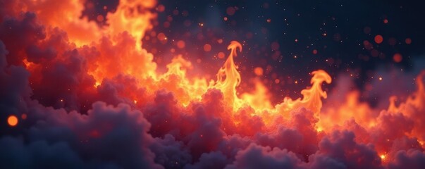 Fototapeta premium Ethereal flames dancing on dark canvas, soft glow, flame dance, black background