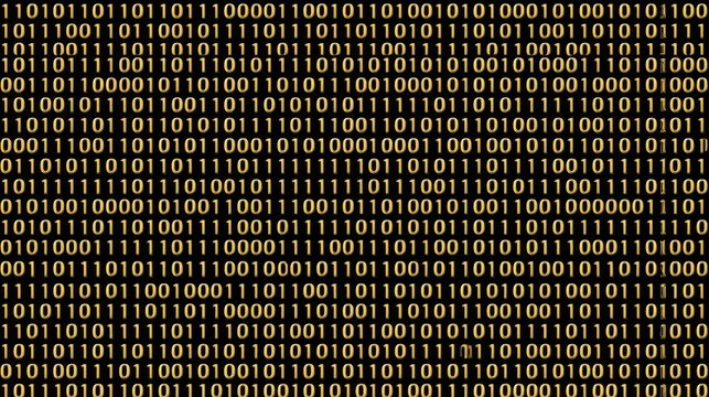 Black and gold background with a lot of numbers. The numbers are in binary code and are very close together