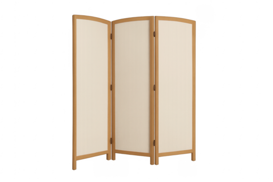 Folding screen dividing empty space on transparent background