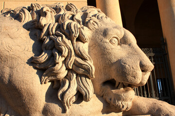 Lion Sculpture at the Monumental Cemetery of Verona, Italy

