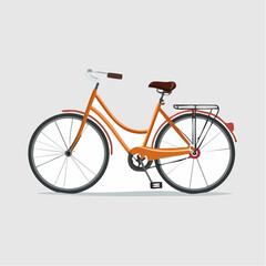 Fototapeta premium A side view of an orange vintage bicycle, showing details like handlebars, seat, and wheels.