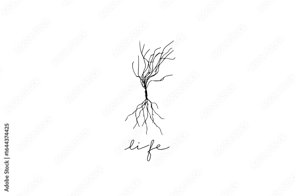 Poster tree of life drawing vector design illustration for print and web use minimalist style artwork conce