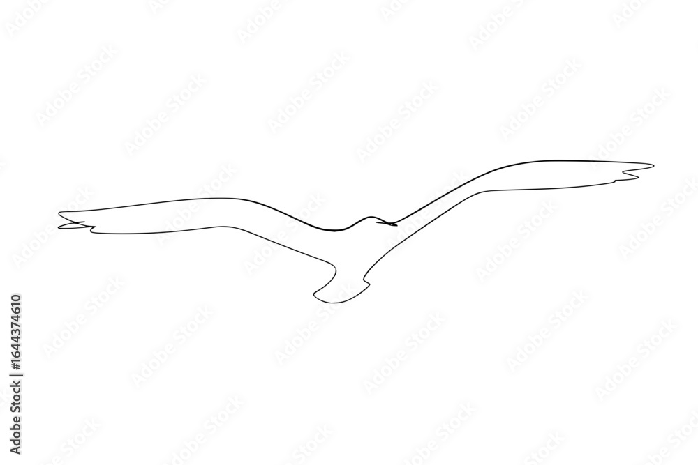 Poster flying bird outline vector illustration minimal design for graphic resources and bird watching enthu