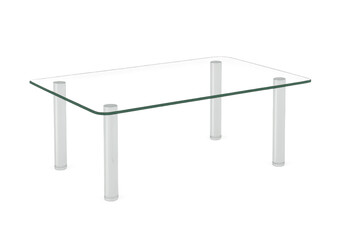 Modern glass coffee table with transparent background