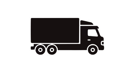 Fototapeta premium Black Delivery Truck Silhouette with Cargo Container and Wheels