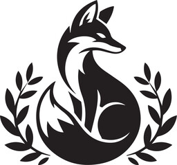 sleek fox vector with laurel leaf elements for elegant branding projects and nature themed artwork