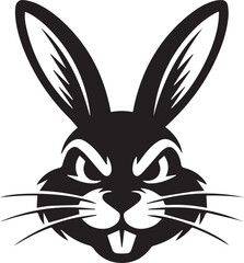 fierce rabbit head illustration in black and white vintage style ideal for apparel print logo emblem or esport branding