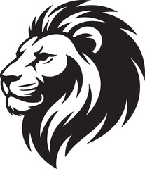 majestic lion head line art vector black and white stylized mane fierce animal portrait symbol power bravery and royalty