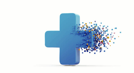 Fototapeta premium Blue Plus Sign Symbolizing Healthcare, Medicine, and Technology.