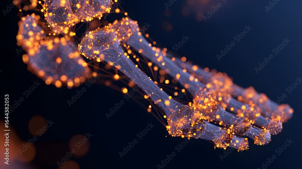 Poster digital representation of a limb's skeletal structure.