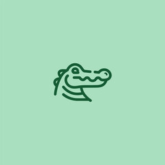 Crocodile logo in simple minimalist line art style.