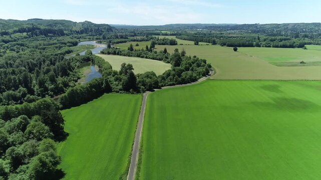 Aerial panorama of rural farmland