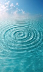 Water Surface Shows Ripples in Clear Water Under Sky With Clouds