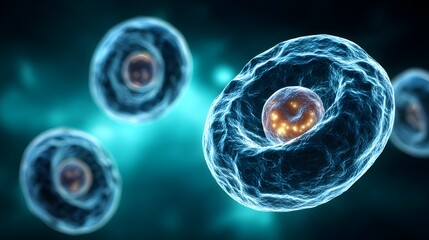 Close-up view of a biological cell.