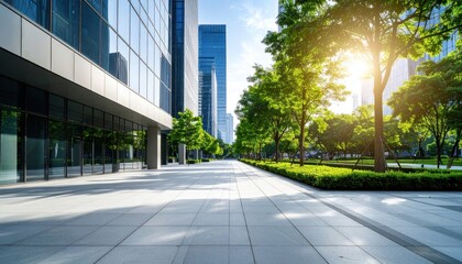 Fototapeta premium Modern Urban Green Space with Sunlight