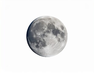 a beautiful and detailed full moon glowing brightly in the night sky isolated on a white background