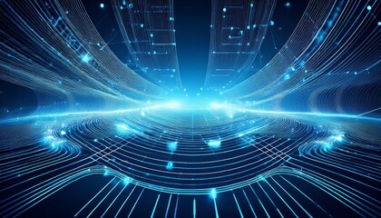 abstract blue background showing interconnected lines resembling a circuit board or network suggesting global digital connectivity and cloud based data infrastructure