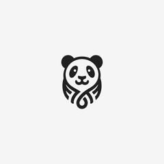 Abstract panda logo in modern and sleek minimalist style.