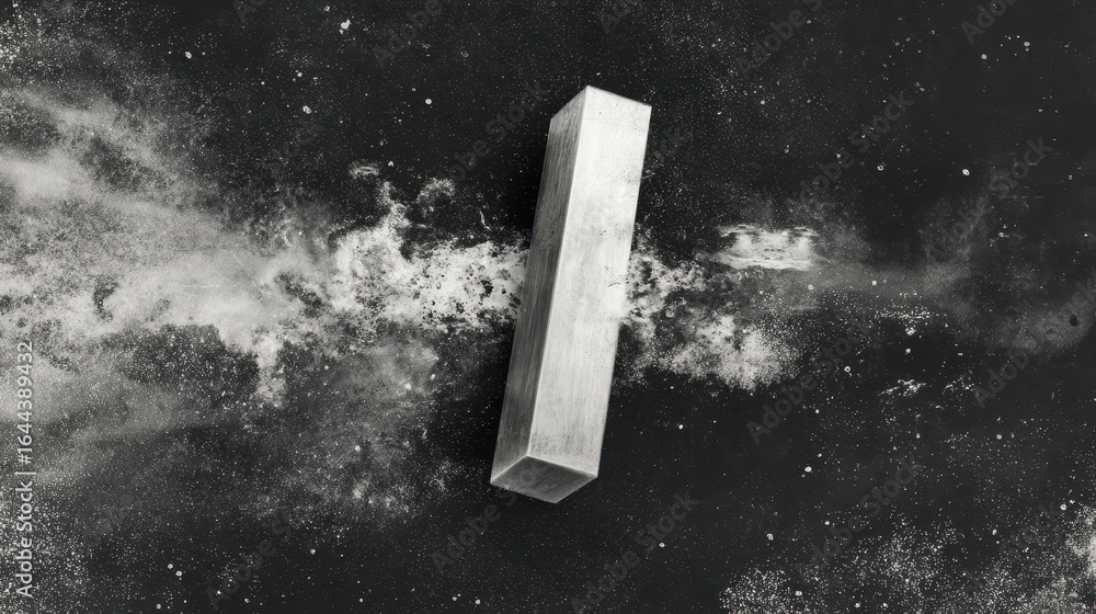Aufkleber abstract gray rectangular form amidst diffused white particles.