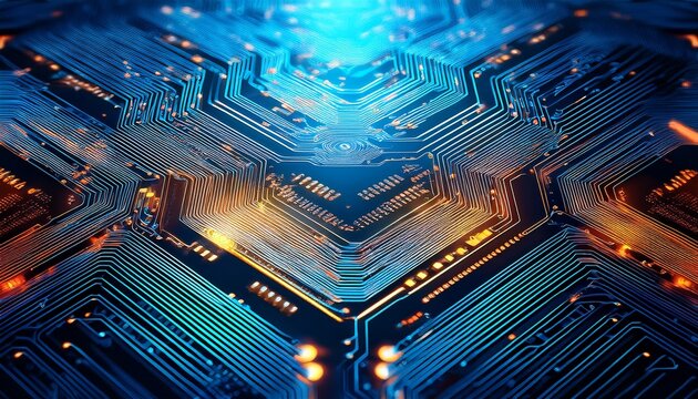 close up of a circuit board with intricate patterns and connections revealing the compact density of high speed data boards used in advanced embedded technology