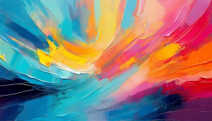 vibrant abstract acryl painting with vibrant brush strokes and colorful textures