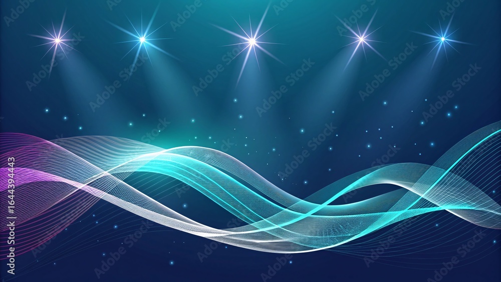 Poster dynamic abstract background with glowing spotlights and flowing lines, perfect for modern presentati