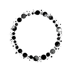 Fototapeta premium Circular graphic frame with ink splatters
