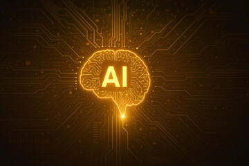 AI Konzept - k&uuml;nstliche Intelligenz symbolisch dargestellt durch ein Gehirn auf einer Platine