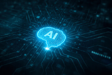 AI Konzept - k&uuml;nstliche Intelligenz symbolisch dargestellt durch ein Gehirn auf einer Platine