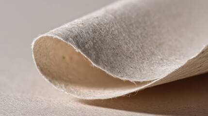 A single geometric fold in thick, off-white paper made from upcycled plant fibers, its edge sharp and slightly fibrous.