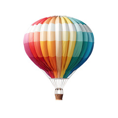 Fototapeta premium A vibrant hot air balloon with rainbow colored panels, gently floating against a black background