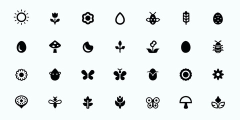 Life Cycle & Natural Process Line Art Vector Icons &mdash; Growth Stages, Metamorphosis, Seasonal Changes, Environmental Education, and Sustainability Symbols

