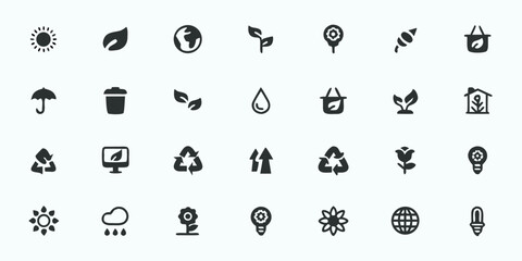 Sustainability & Circular Economy Line Art Vector Icons &mdash; Recycling, Renewable Resources, Waste Management, Eco-Friendly Practices, and Green Business Symbols

