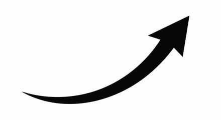 Dynamic black curved arrow icon with a swooping body and sharp arrowhead pointing up and right.