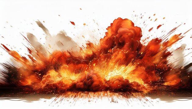 fiery explosion border on white background m ultra high resolution cutout edge perfect for dynamic vfx overlays action poster design and dramatic photo composites
