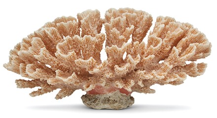 Obraz premium Beige Coral Specimen on White Background