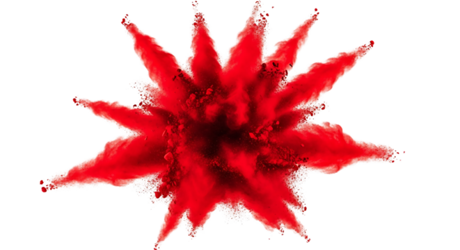 Vivid Red Dust Powder Explosion Transparent PNG, Isolated on Clear Background, Dynamic Burst Effect cut out