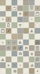 Organized Grid of Simple Shapes and Icons in Neutral Tones