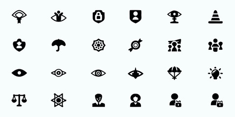 Ethical AI & Responsible Technology Line Art Vector Icons — Privacy, Fairness, Transparency, AI Governance, and Data Protection Symbols


