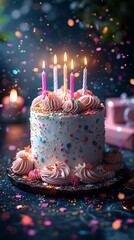 Two tier pastel blue birthday cake high resolution HD images