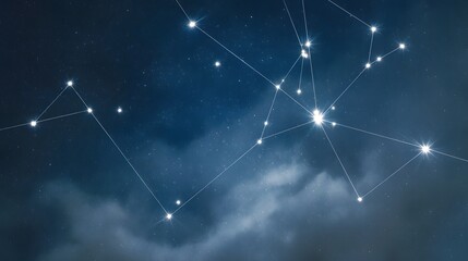 Network of luminous points connected by thin lines against a night sky.