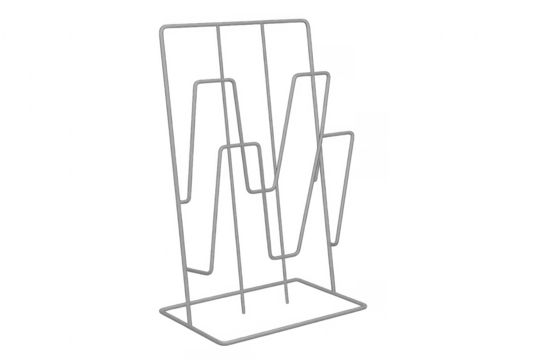 Modern empty metal magazine rack on transparent background