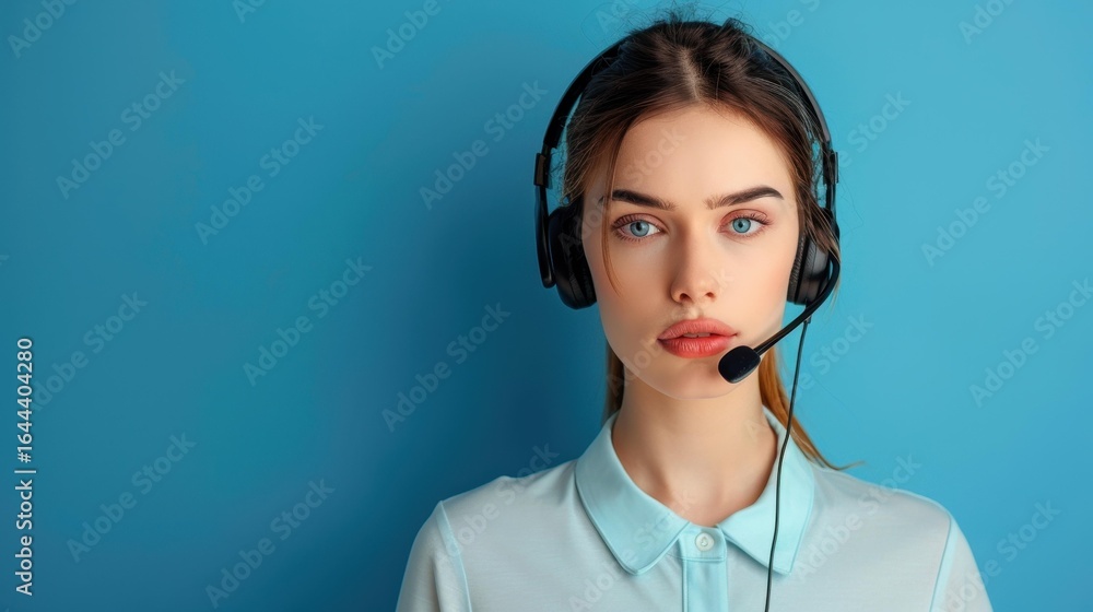 Aufkleber friendly call center operator excels in customer service, assisting clients with a smile and clear c