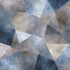Abstract Polygonal Shapes in Soft Blue and Grey Tones, Generative AI
