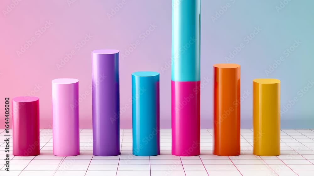 Poster colorful chart columns: a vibrant display of data represented by colorful chart columns in a dynamic