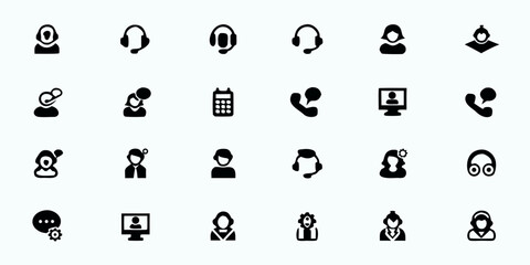 IT Support & Helpdesk Line Art Vector Icons — Customer Service, Technical Assistance, Troubleshooting, Remote Support, and Helpdesk Tools


