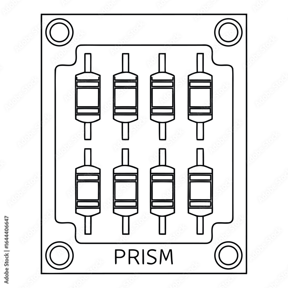 Poster clean line art of an array of small prism.