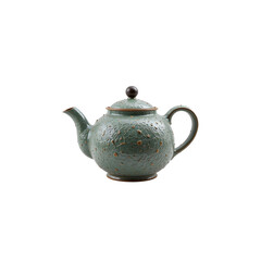 Stylish Sage Green Teapot with Intricate Design.A beautiful, sage green teapot with a unique textured surface, featuring small, decorative details.